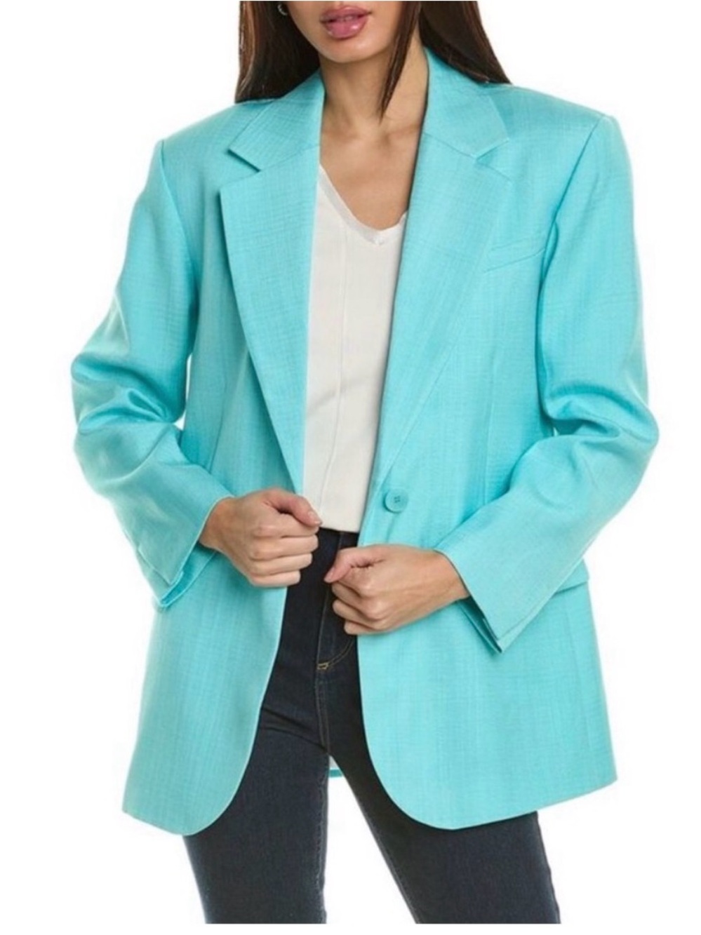 Mix It Bright Turquoise Single-Button Blazer - Picture 3 of 5